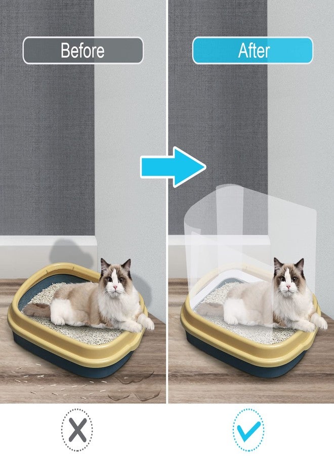 Sadoia 3 Pcs Cat Litter Box Splash Guard Pee Shields - Anti-Splashing Reusable High Sided Cat Toilet Training Kit for Open Top Litter Pan - Image 2